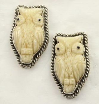 Carved Owl Post Earrings