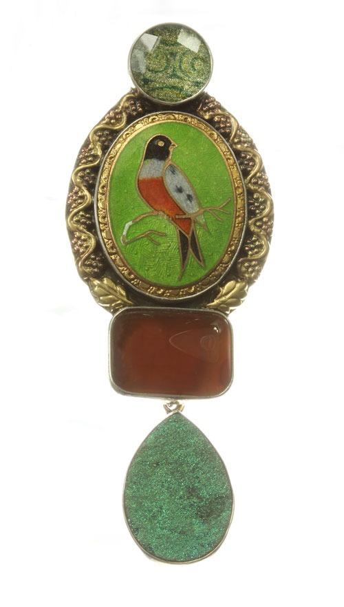 Vintage Enamel Bird Pin-Pendant