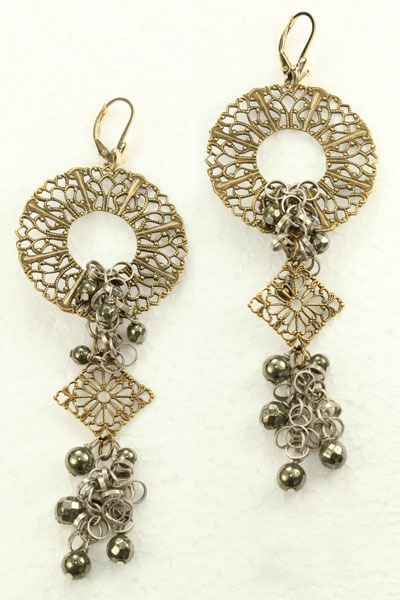 Chalcopyrite & Vermeil Lever Back Dangles
