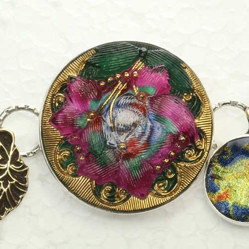 Czech Glass Button Bracelet with Lapis