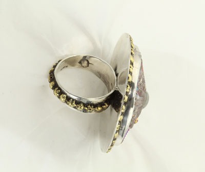  Czech Glass Button Large Statement Ring