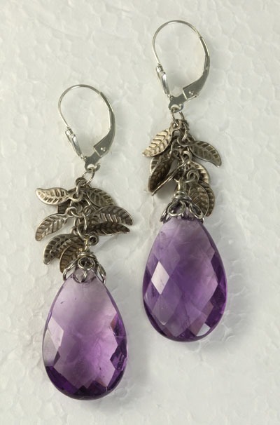 Faceted Amethyst Lever Back Dangles