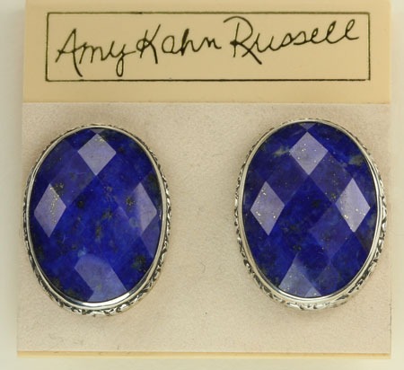 Faceted Lapis Earrings with Visible Gold
