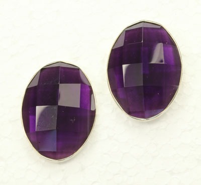 Faceted Purple Quartz Post Earrings