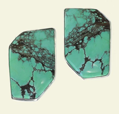 Green Turquoise Clip Earrings--CAN BE CONVERTED TO POST