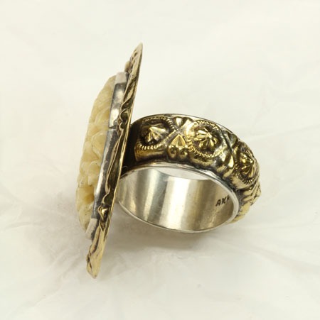 Hand Carved Bone Ring--CAN BE RESIZED