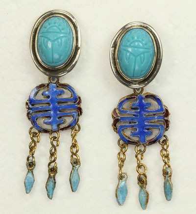 Hand Carved Turquoise Post Earrings