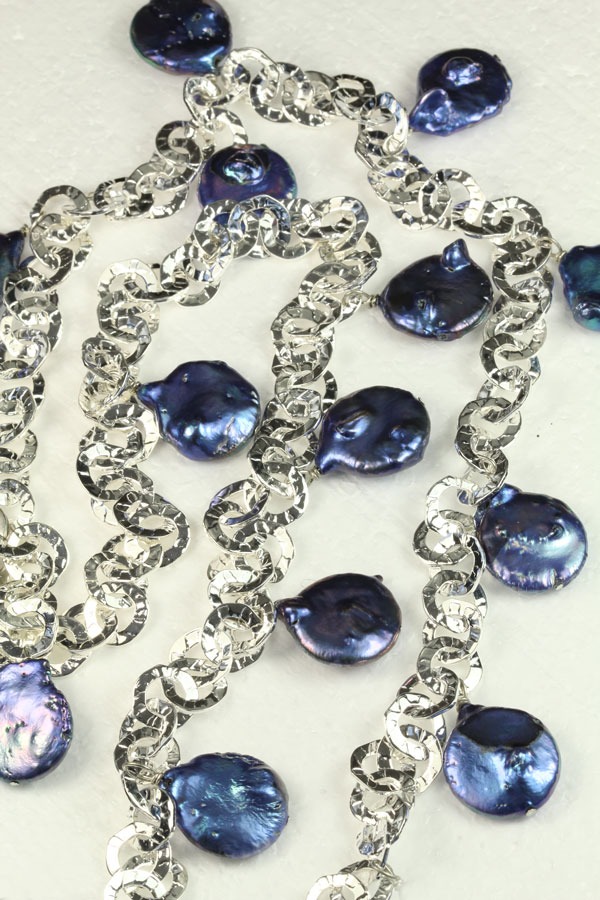 Iridescent Blue Fresh Water Pearl Necklace