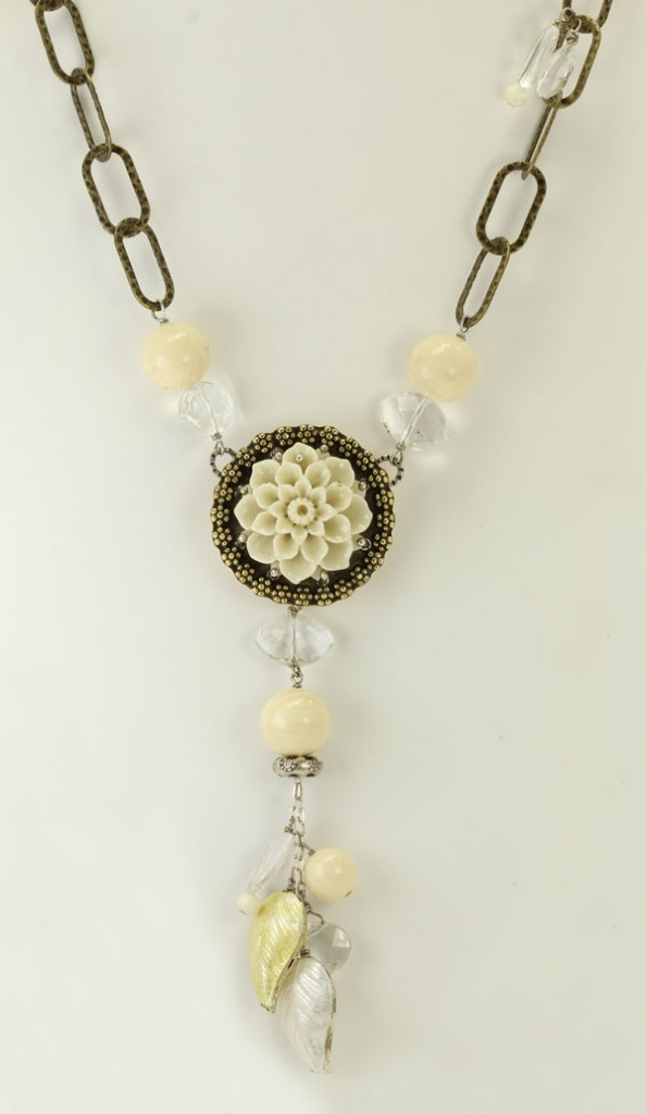 Ivory Coral Flower Pendant Necklace