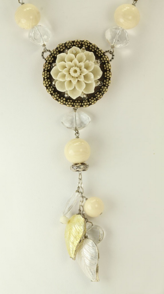 Ivory Coral Flower Pendant Necklace