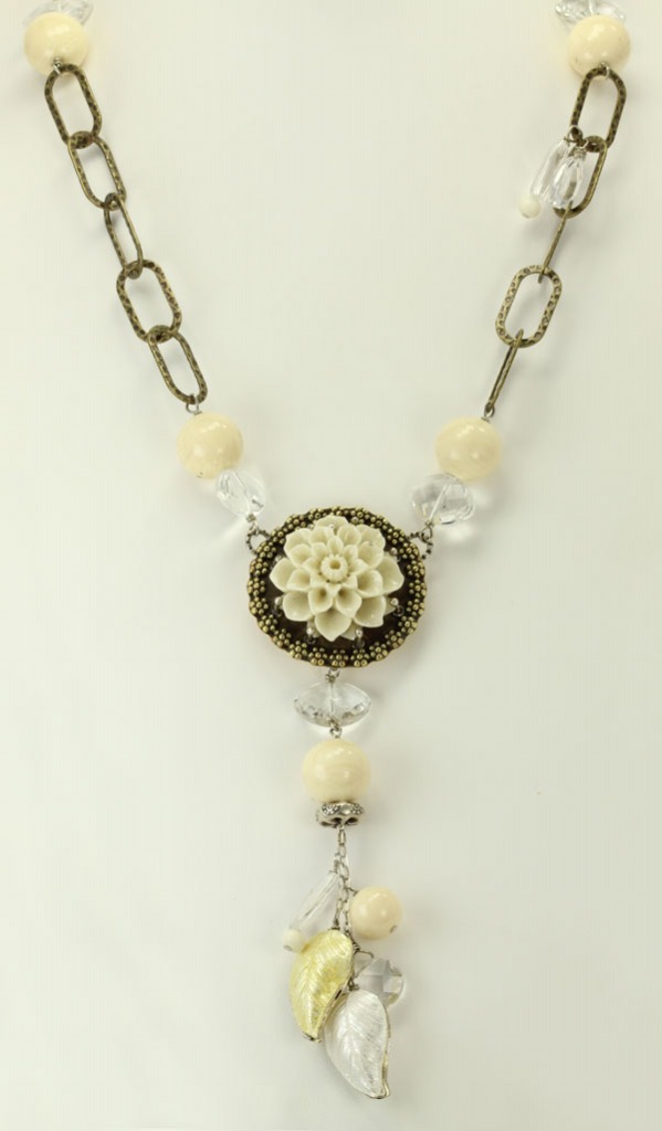 Ivory Coral Flower Pendant Necklace