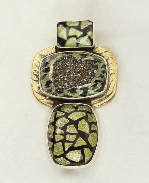 Khaki-Gold Leopard Print Pin-Pendant