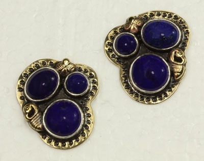 Lapis Post Earrings with Shell