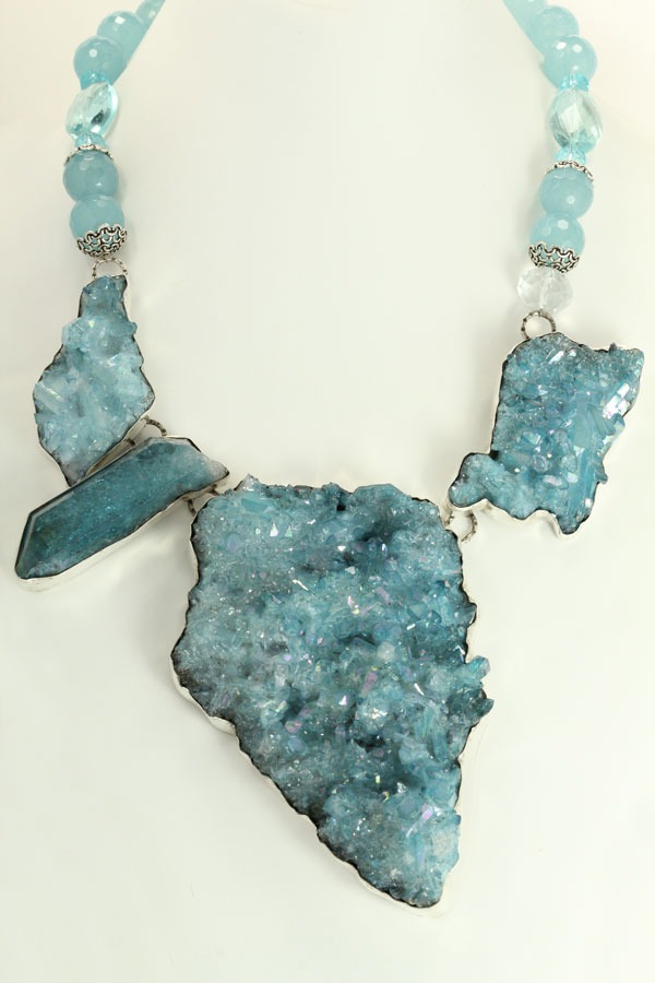 Large Aqua Aura Statement Collar