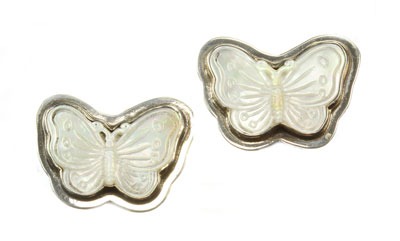 Mother of Pearl Butterfly Clip Earrings