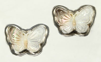 Mother of Pearl Butterfly Clip Earrings