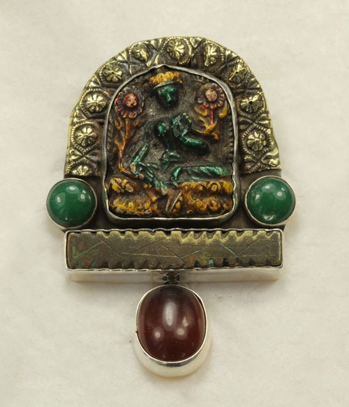 Nepalese & African Gold Weight Pin Pendant