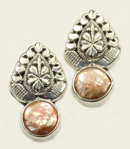 Peach Pearl Post Earrings