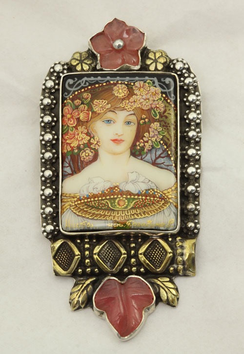 "Reverie" Art Nouveau Style Pin-Pendant