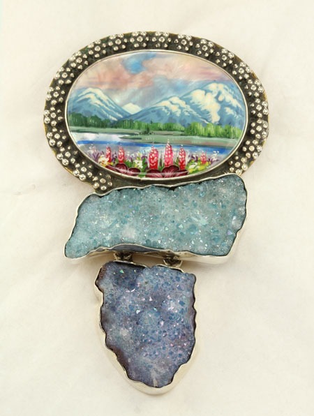 Russian Hand Painting with Aura Crystal