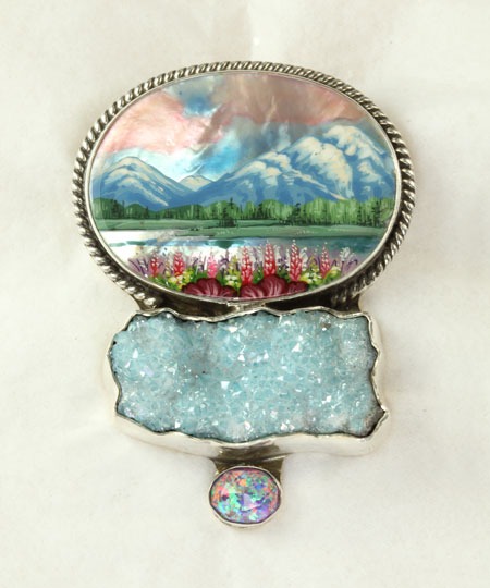 Russian Hand Painting with Aura Crystal