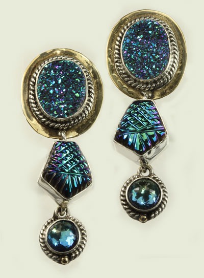 Titanium Agate Drusy Clip Dangles