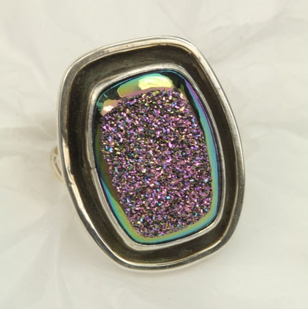 Titanium Agate Drusy Ring