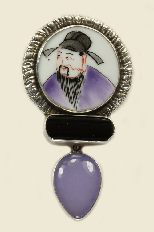  Vintage Chinese Porcelain Pin-Pendant