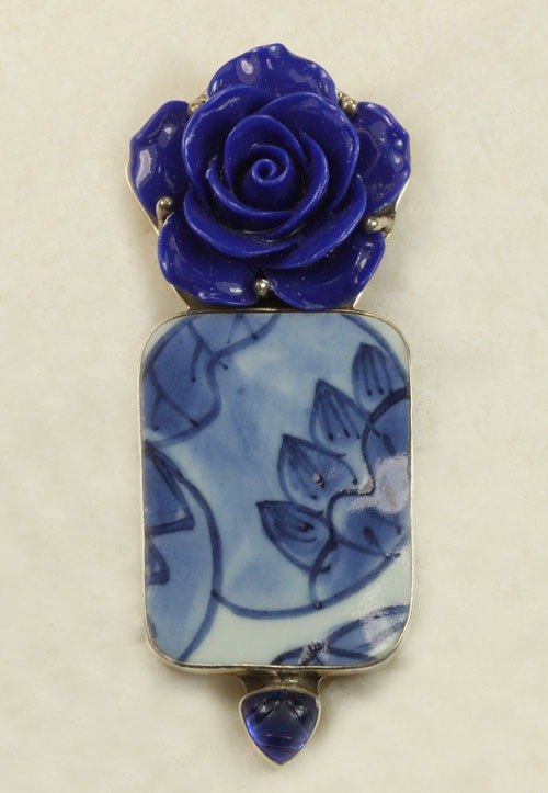 Vintage Chinese Porcelain Pin-Pendant
