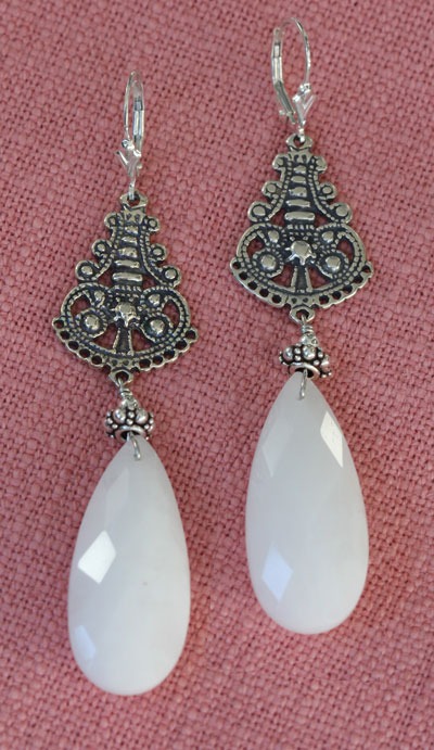 White Quartz Lever Back Dangles