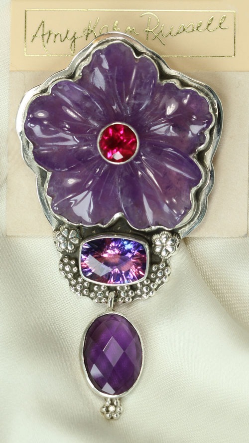 Amethyst Flower Pin-Pendant