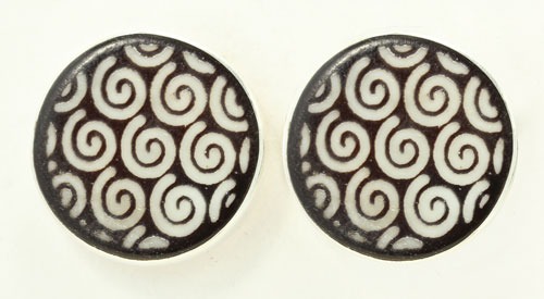 Black & white Swirl Post Earrings