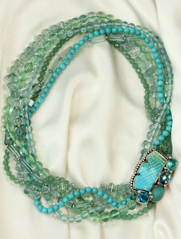 Blue & Green Multi-Strand Necklace