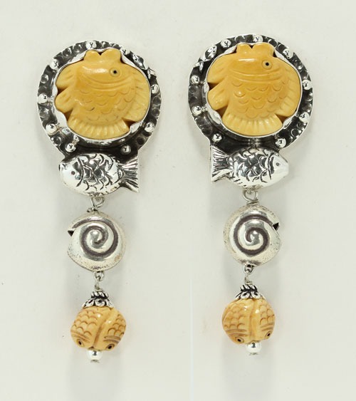Bone Fish Post Dangle Earrings