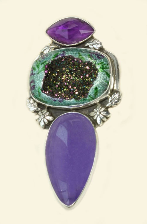 Brazilian Agate Drusy Pin-Pendant