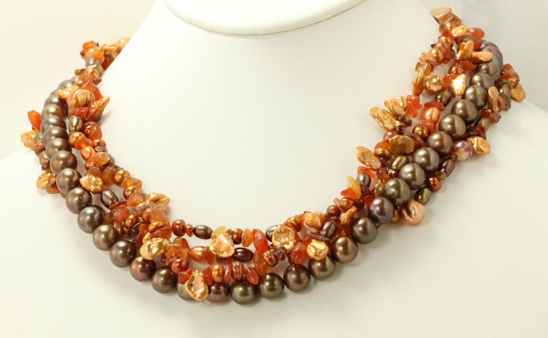 Bronze & Copper Freshwater Pearl Necklace
