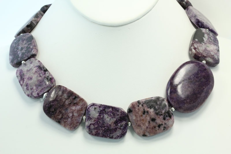 Charoite Asymmetrical Statement Necklace