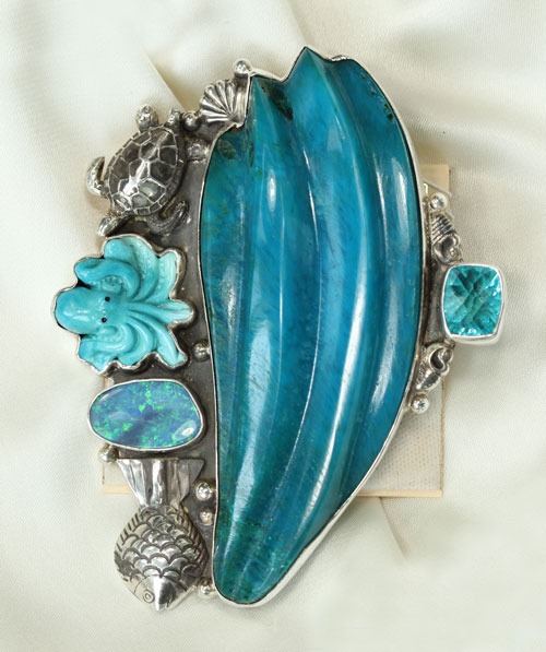 Chrysocolla Pin-Pendant