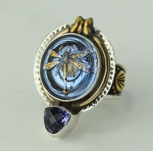 Czech Glass Dragonfly Ring
