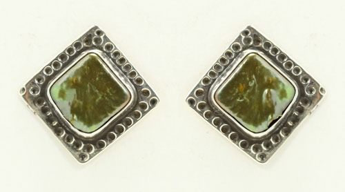 Green Pearl Diamond Post Earrings