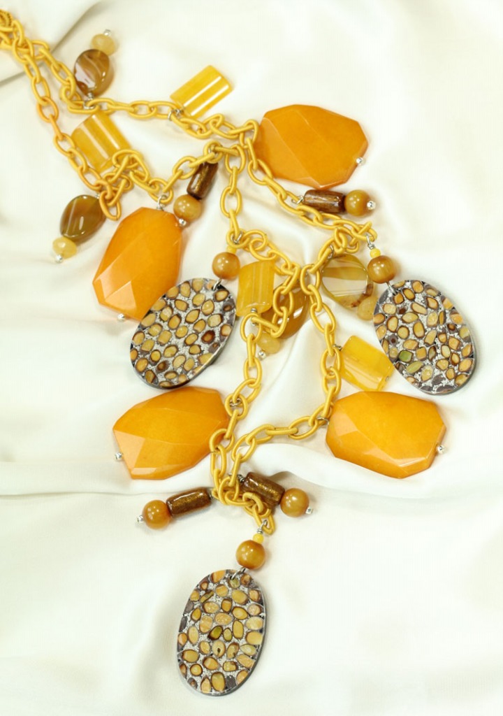 Horn, Coral, and Opal Necklace