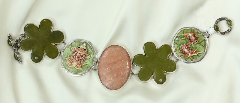 Jade & Bone Fish Bracelet