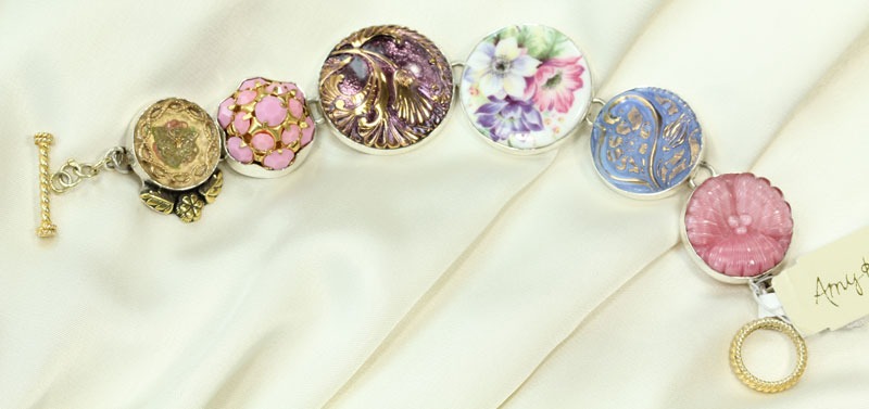 Pastel Czech Glass Button Bracelet