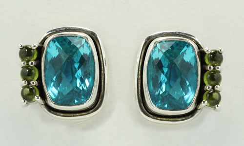 Peridot & Crystal Post Earrings