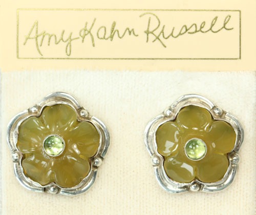 Petite Jade Flower Clip Earrings  