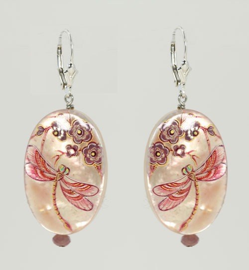 Russian Hand Painting on Mother of Pearl Earrings