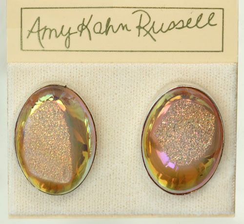 Titanium Over Brazilian Agate Drusy Post Earrings