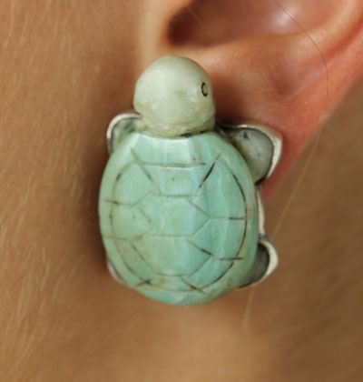 Jade Turtle Clip Earrings--MATCHING BRACELET