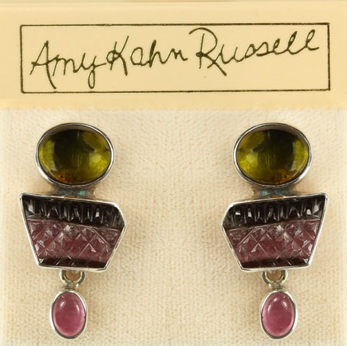 Carved Tourmaline Post Earrings