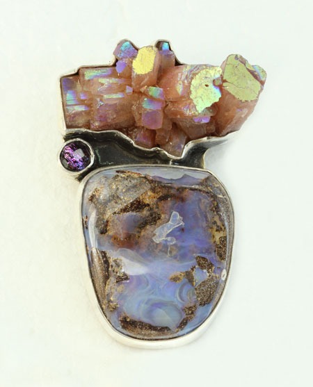 Aragonite & Opal Pin-Pendant